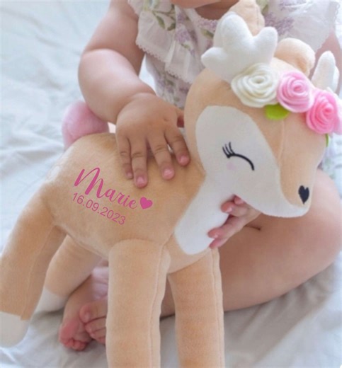 Personalized Deer Plush Toy With Name, Girl's Stuffed Animal, Baby Gift, Birth Plush Toy - Etsy