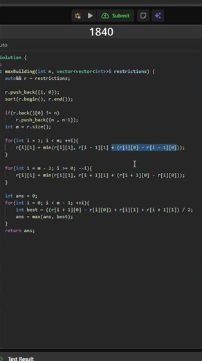 LeetCode 1840 Maximum Building Height | C++ Code + Dry Run | Optimal O(m log m) Solution