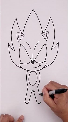 Draw Dark Sonic 🖤 | Easy Step‑by‑Step #Shorts