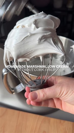 Kayla Zenner | The Farmstyle on Instagram: "This Homemade Marshmallow Creme is so light, airy, easy to make and made without any corn syrup. It will make you question why you use to buy the jar stuff. P.S. the ingredients on jet puffed marshmallow creme are: Corn Syrup, Sugar, Water, Contains Less than 2% of Dried Egg Whites, Cream of Tartar, Xanthan Gum, Artificial and Natural Flavor. INGREDIENTS 3 large egg whites ¾ cup granulated sugar ½ teaspoon cream of tartar 1 teaspoon pure vanilla extrac