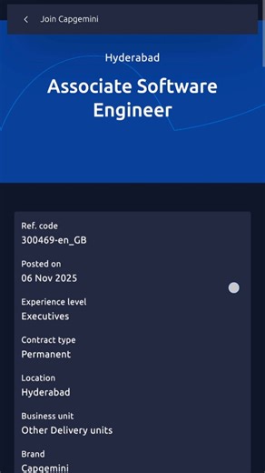 Corporate_boy _Lifestyle on Instagram: "Job openings in Capgemini for Hyderabad Location. Role:-Associate software Location:-Hyderabad #job #viral #trending #contentcreator #hyderabad."