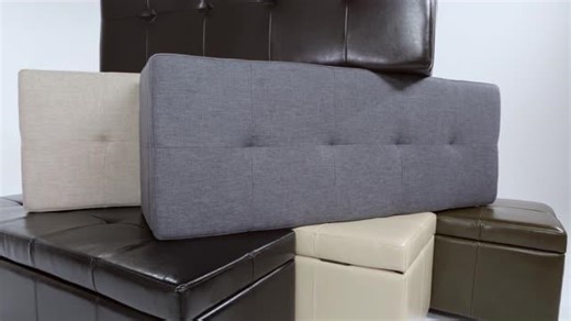 Simpli Home Castleford Slate Grey Upholstered Linen Look Fabric Rectangle Storage Ottoman Bench 48 in. W Ottoman 3AXCOT-241-GL