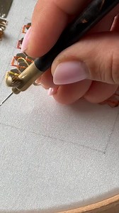 Answering to my followers comment, that this is not a Tambour embroidery. There are some important things you have to know☝️: 👉 When embroidering from the reverse side, this technique is called Lunéville, as it originated in the Lunéville region. 👉 Aari embroidery is worked from the top. 👉 Tambour embroidery is a more general term, referring to the tambour stitch and the method of stretching the fabric tightly in a frame, similar to a tambour (a drum). The tool that I am using calls - Lunévil