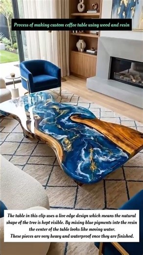 Process of making custom coffee table using wood and resin