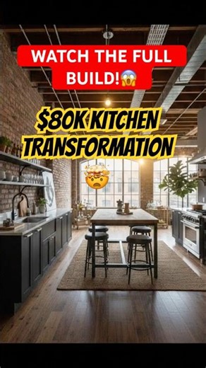 Exposed Brick Loft Kitchen🔥 Transformation Raw to Luxury😱#fypシ゚viral#construction #beforeandafter