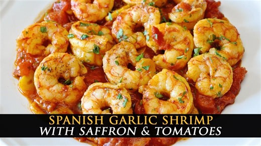 Spanish tapas 101 | Garlic shrimp with saffron, tomatoes & wine