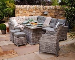 Sorrento Rattan Garden Adjustable Corner Dining Set with Chair in Grey
