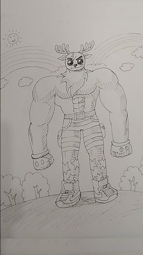 How to draw a Cartoon Deer with White Muscle. Step by step drawing of a Cartoon Deer with White M...