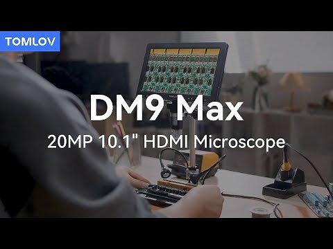 TOMLOV DM9 Max 10.1" HD IPS HDMI Digital Microscope 1500X, 20MP