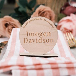 Personalised Name Tags With Stands, Circle Custom Table Setting Place Names for Weddings, Events & Dinners, Wedding Favours - Etsy