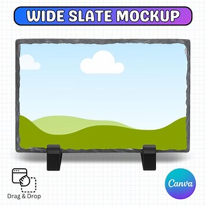 Wide Slate Canva Mockup Template, Rectangle Photo Slate Mockup, Editable Sublimation Slate, Drag & Drop Frame, Canva Template - Etsy