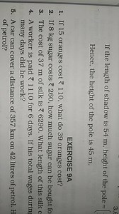 If the length of shadow is 54 m , height of the pole = Hence, t... | Filo