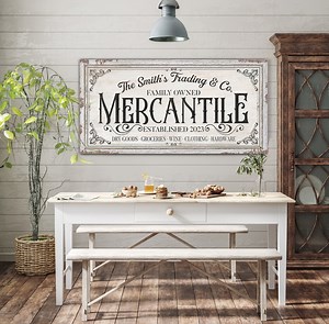 Personalized Mercantile Sign, Custom Family Company Sign, General Store Sign, Entryway Wall Decor, Outdoor Wall Hanging, Rustic Canvas Print - Etsy