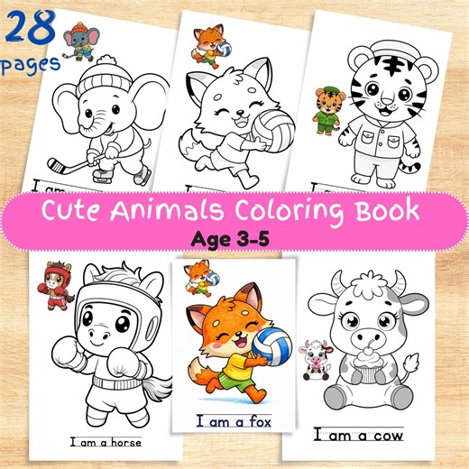 Animal Coloring Book, Fun Activity Pages (digital Download) - Etsy