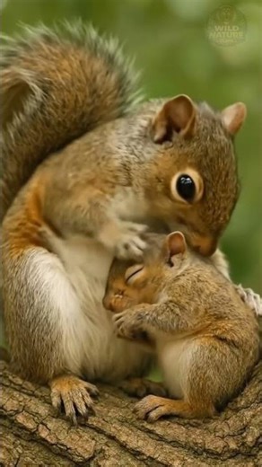 Heartwarming Mother Squirrel Hugging Baby | Cute Wildlife Nature Moment 🐿️💚