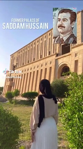Former palace of Saddam Hussein! Located on a hill and has a beautiful view of Babylon! —————————— Credit to @wxndawoman Follow @traveltoiraq for more! #iraq #baghdad #basra #erbil #mosul #najaf #karbala #ancient #mesopotamia #akkad #sumer #babylon #history #tour #visit #travel #reel #civilization #palace