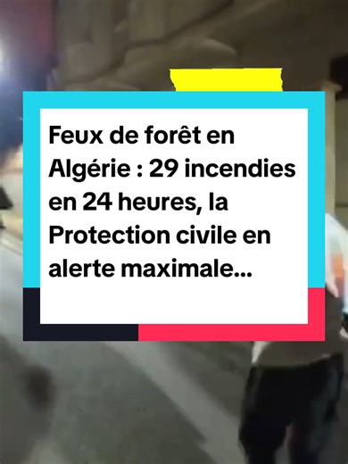 Feux de forêt en Algérie : 29 incendies en 24 heures, la Protection civile en alerte maximale.... #algerie #الجزائر #tipaza #feu #incendie