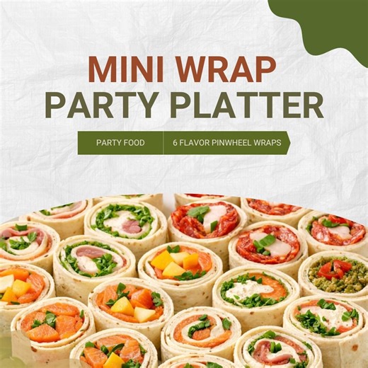 Mini Wrap Party Platter Recipe | 6 Flavor Pinwheel Wraps | Party Appetizer Recipe Card PDF | Birthday Party Food | Easy Make Ahead Snacks - Etsy
