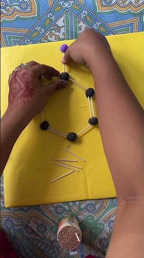 Molecular model of benzene and water #schoolproject #diy #craft #art #chemistrylab #chemistry