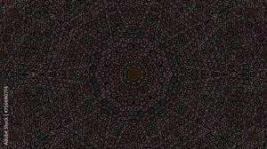 Kaleidoscope pattern with full colors. Magic mandala. 4k flashing with shining light dots. Animation with circles