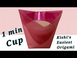 [Kishi's easiest origami paper cup] step-by-step for beginners. Make a cup and put some candy.