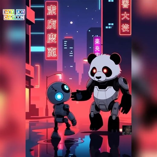 Funny Cyberpunk Robot Kid & Panda 🤖🐼 | Baby Joy Cartoon”👶
