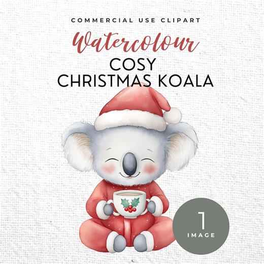 Watercolour Christmas Koala Clipart PNG, Cute Aussie Santa Koala, Digital Download (commercial Use) - Etsy Canada