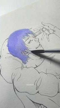 Day 6 Drawing Toji fushiguro🤯 from jujutsu kaisen|| using only ujala #jjk #toji #shorts