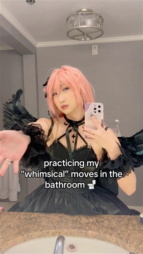 a cosplayer’s bathroom activity