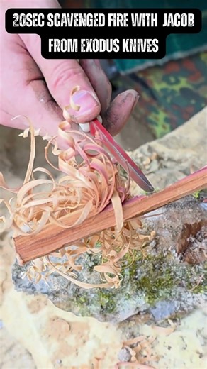 Can Jacob from Exodus Knives, get the wet scavenged wood lit, with just a feather stick and bellow?