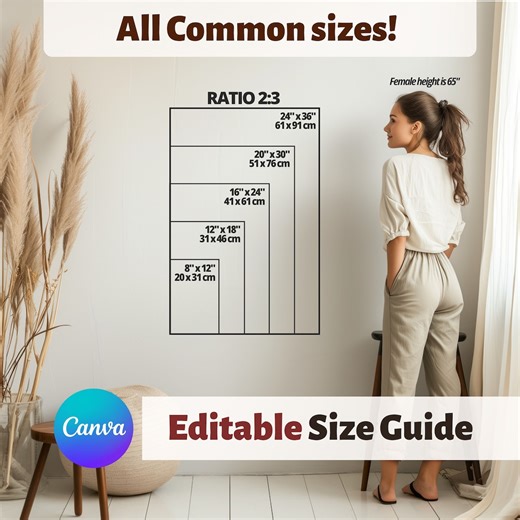 Wall Art Size Guide Template: Editable Canva Chart (PDF) - Etsy