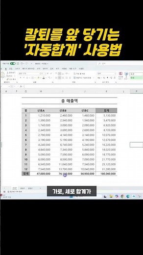 칼퇴를 앞당기는 자동합계 사용법