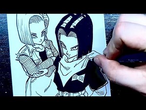 Drawing! ✒️ Android Nos. 17 & 18 👊🏻 Free Coloring Page 🐉 Dragon Ball Z