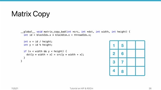 HIP编程教程 | 单元8 HIP性能优化2｜8-2 使用内存合并 | AMD GPU | ROCm