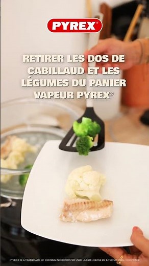 Recette de dos de cabillaud, chou-fleur en fleurette et brocoli dans un panier vapeur x Pyrex® !