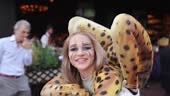 Emerald Gordon Wulf dressed as a leopard attends the 2022 Comic-Con...