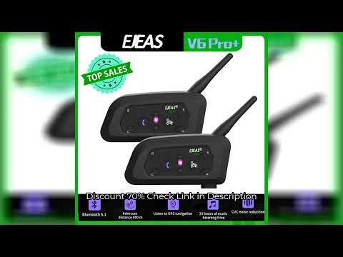 EJEAS V6 PRO+ Bluetooth Motorcycle Helmet Intercom Headset with 1200M BT Interphone Communicator for