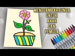 Menggambar Bunga Sederhana 🌸 | Tutorial Mewarnai untuk Anak dan Pemula