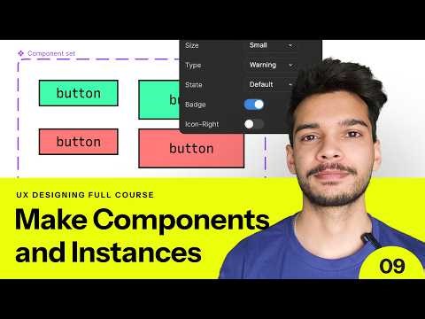 How to Make Components, Instances, & Add Properties in Figma Design System - Detailed Figma Tutorial