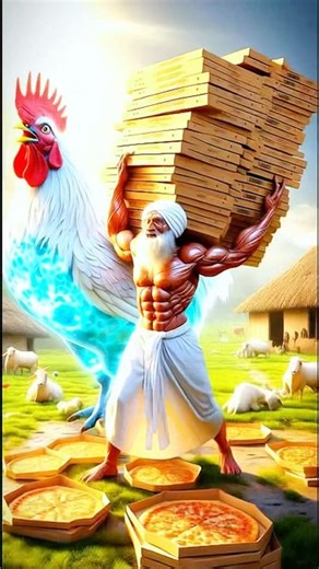 Giant water hen 🐓eats many pizza’s 🍕and giant fish🐟 #aistory1.0 #shorts #hen