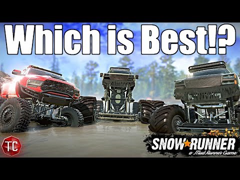 SnowRunner: Mega Ram Runner vs MONSTERMAX & Monstermax 2!! (Mud & RACE!)
