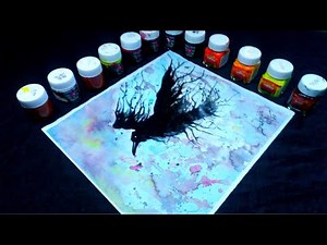 Most easy modern crow painting with acrylic | the water method black CROW | just try now...