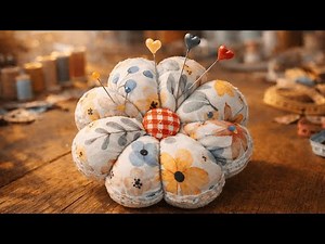 Handmade Floral Fabric Pincushion | Cute Flower-Shaped Sewing Pin Cushion