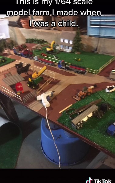 This is my 1/64th scale and LEGO’s model farm I built young.#farming #farmtok #johndeere #case #newholland #hayseason2021 #childhoodmemories #project