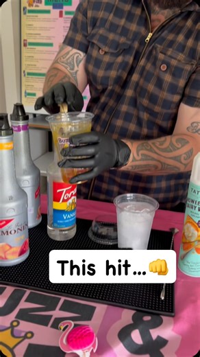 Buzz 🐝 & Fizz 🥤 on Instagram: "Full-circle moment 🫶 Buck grew up watching his brother behind the bar, and now the kids watch him mix our alcohol-free drinks with the same passion. Our Beverly Hills dirty soda is almost ready… and we can’t wait for you to try it.#torinisyrups #buzzandfizz #monin #dadanddaughterhustle #brisbanemarket #smallbusiness"