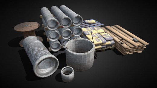 Construction Site Asset Pack - Download Free 3D model by vmatthew