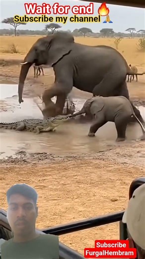 crocodile vs elephant 🔥😱 #crocodile #elephant #emotional #reaction #shorts #nature #trending