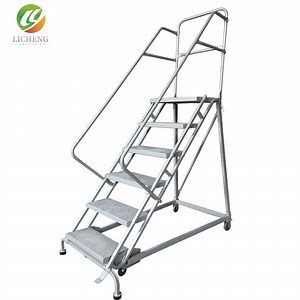 [Hot Item] Stable Self-Locking Stainless Steel Extension Ladder with Wheels