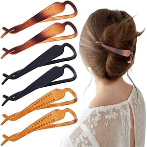 6pcs Banana Hair Clip for Women Girls, Non-Slip French Twist Hair Styling Clip Barrettes, Minimalist 80s/90s Style Resin Flat Hair Accessories for Long Short Thick Thin Fine Hair