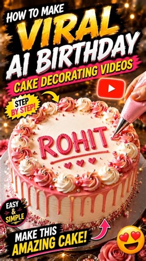 How to Make VIRAL AI Birthday Cake Decorating Videos 🎂✨ #ai #shorts